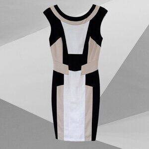 Jax Geometric Color Block  Vintage 1950's Classic Style Sleeveless Pencil Dress